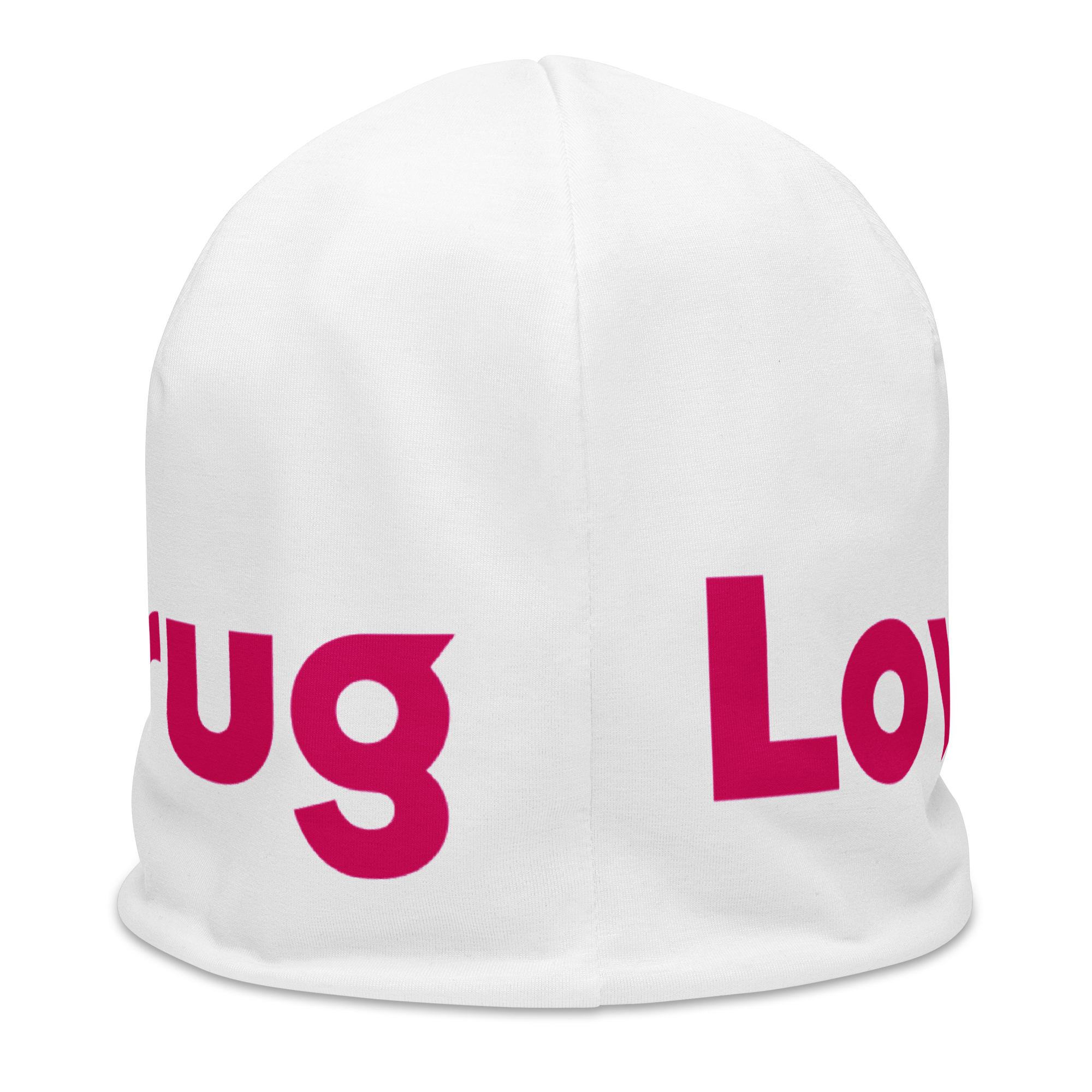 "Love is the drug" All-Over Print Beanie - Image 2