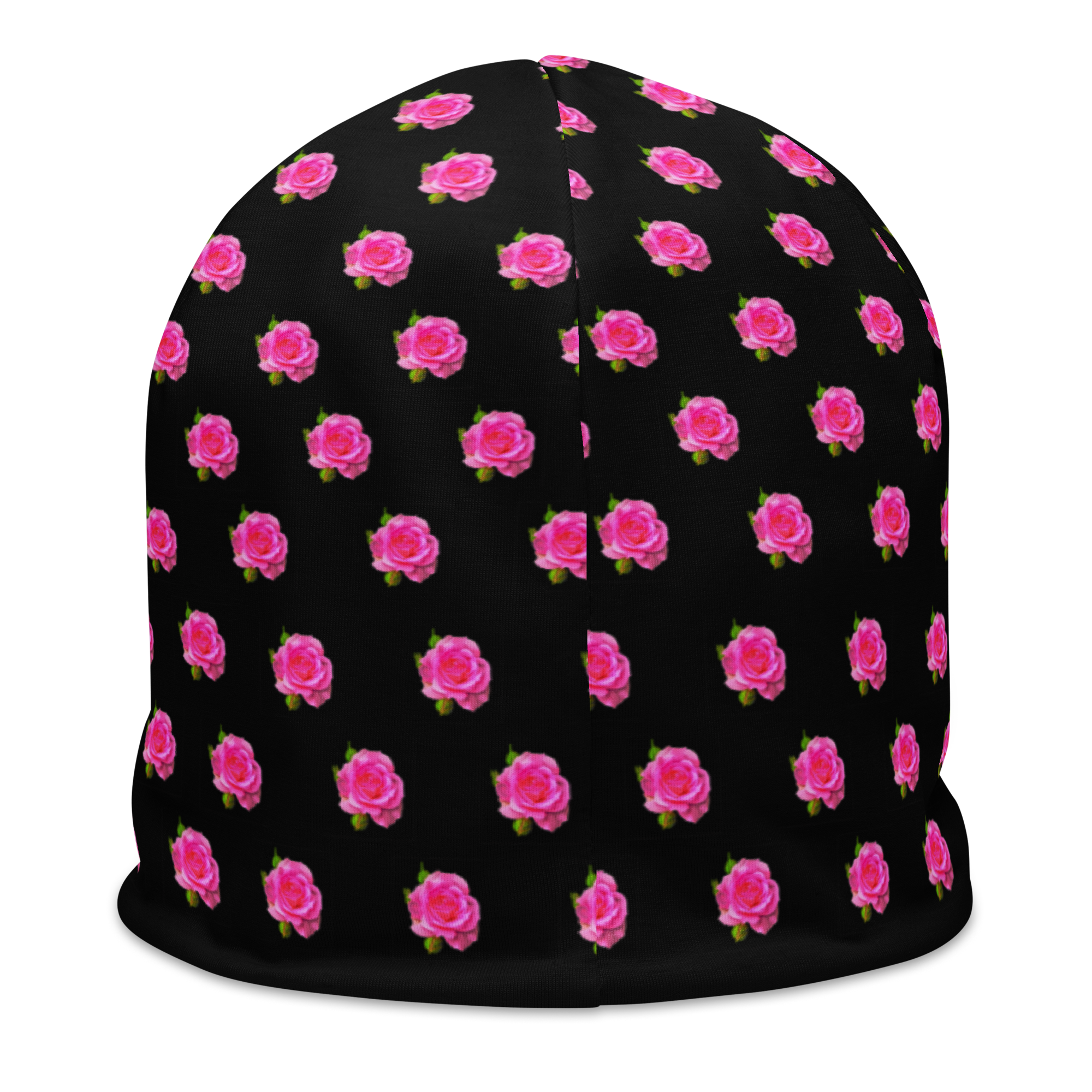 Oil Painted Style Pink Roses Exclusive Design All-Over Print Beanie - Image 6