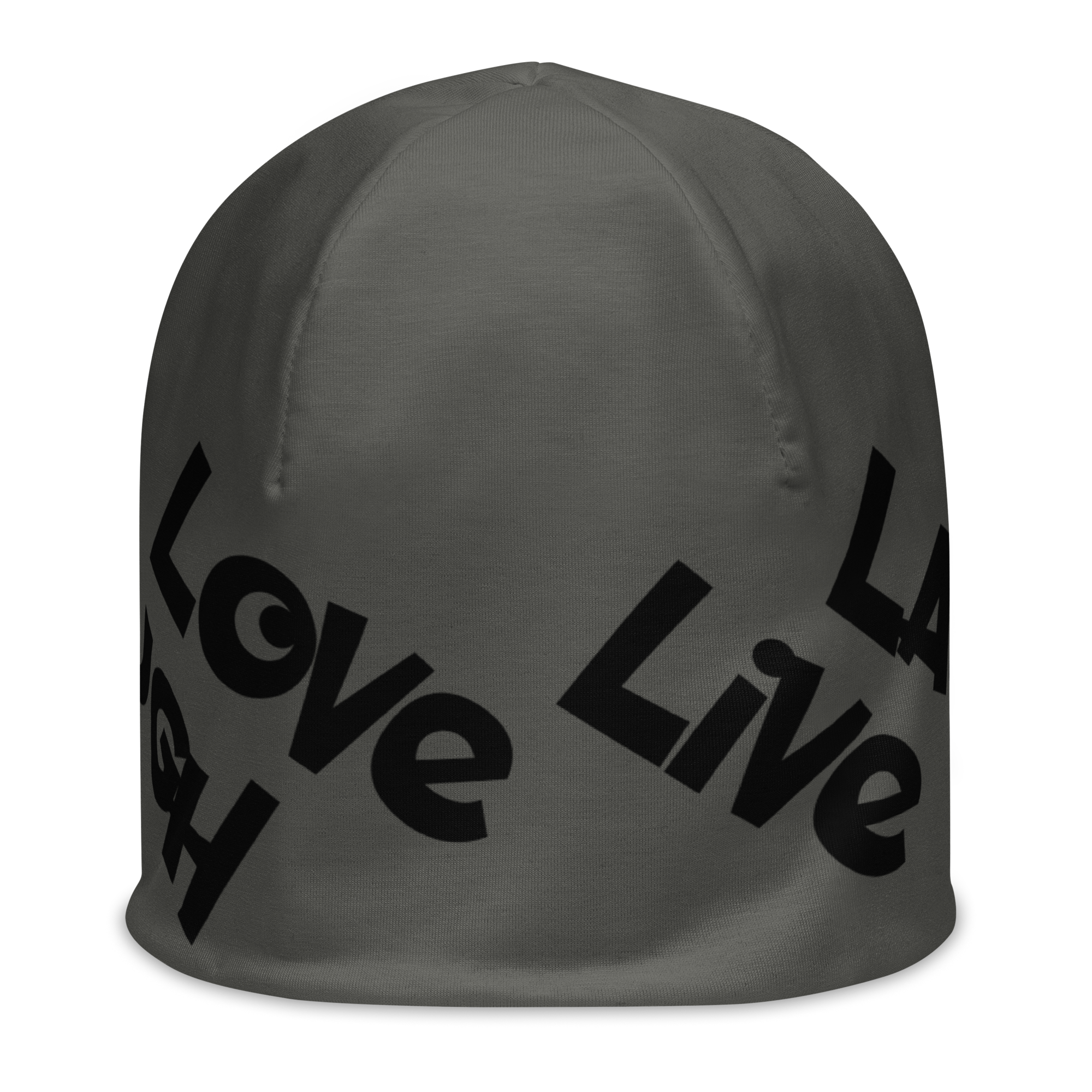 "Live Laugh Love" All-Over Print Beanie Black/Brown