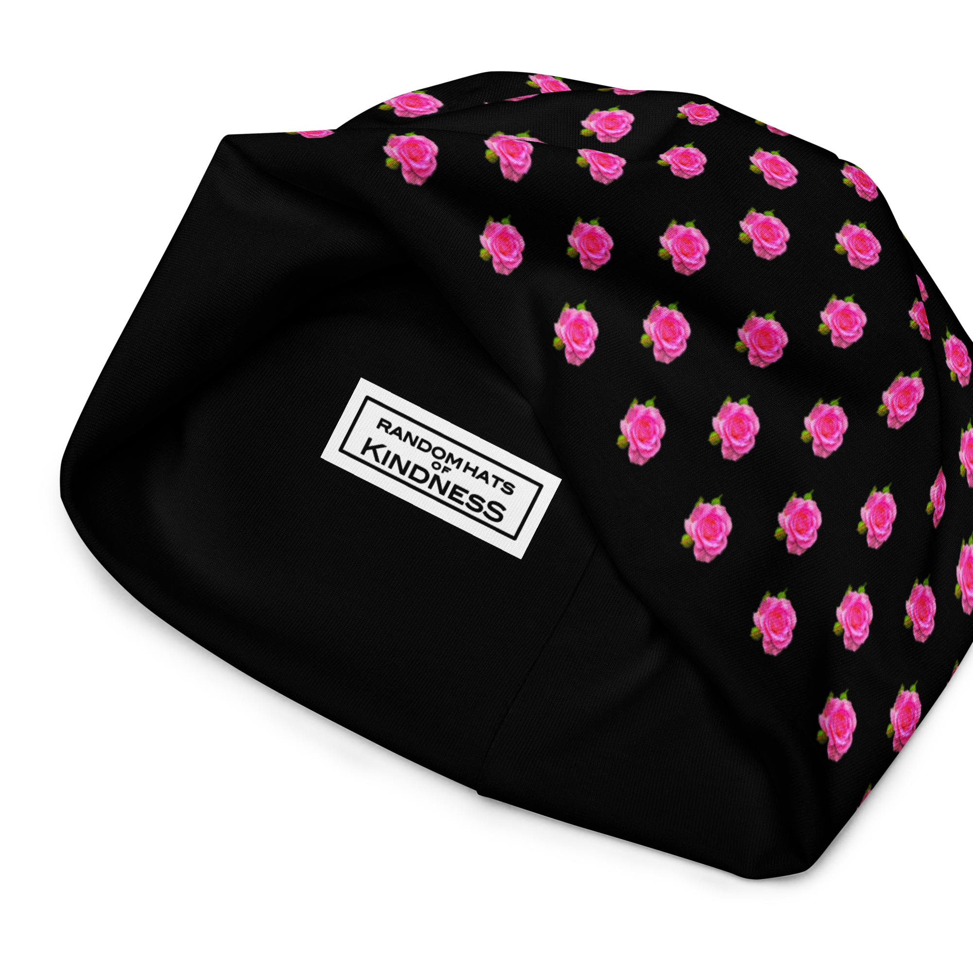 Oil Painted Style Pink Roses Exclusive Design All-Over Print Beanie - Image 8