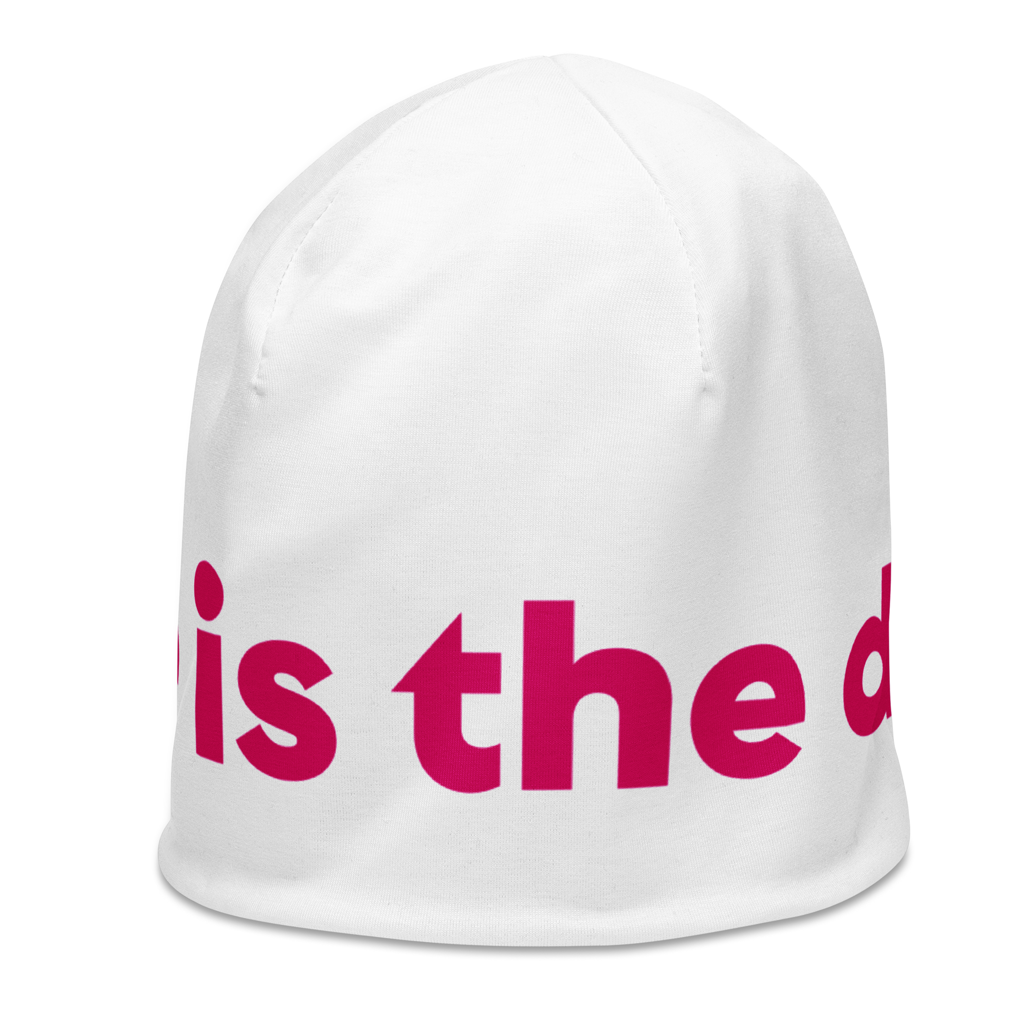 "Love is the drug" All-Over Print Beanie - Image 4