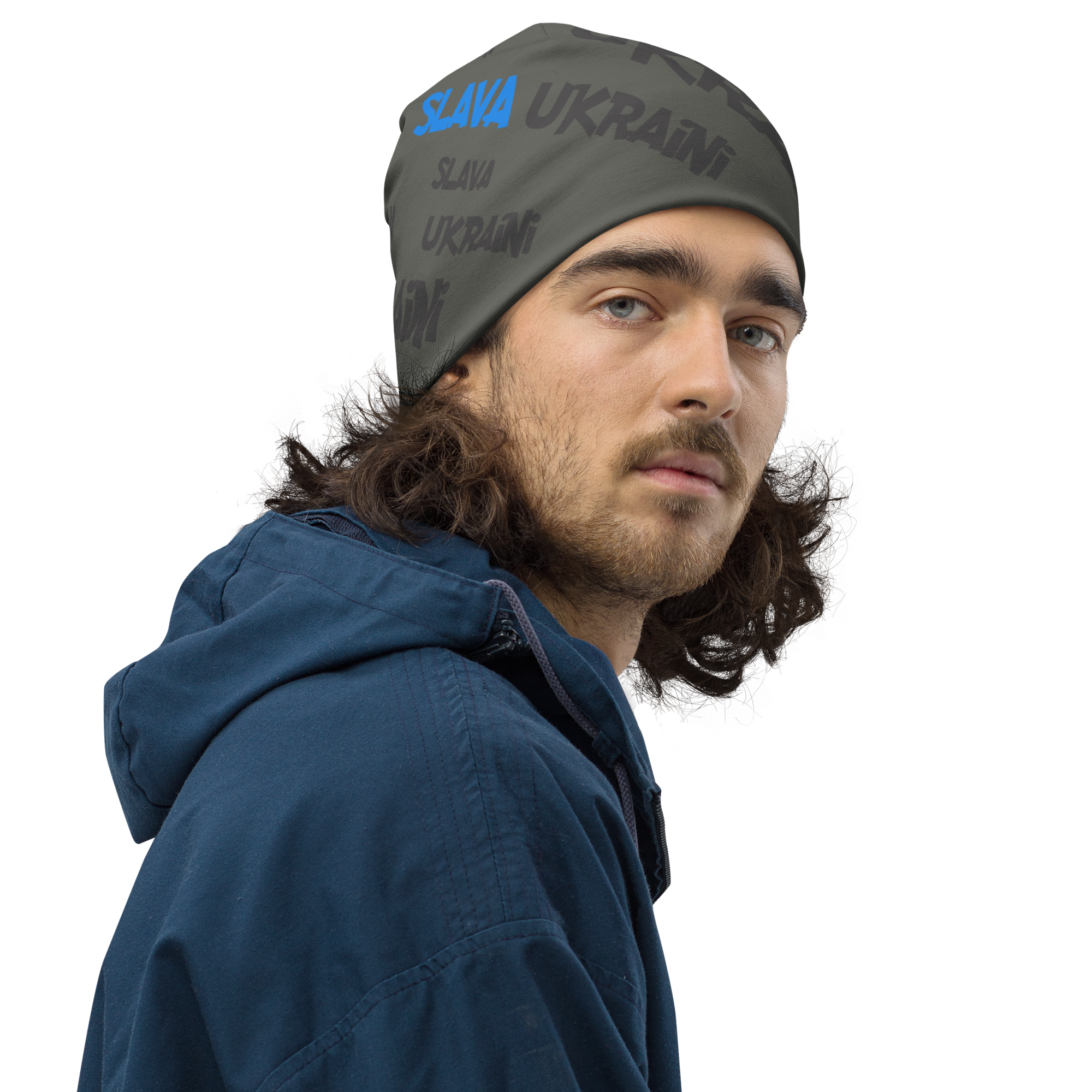 "Slava Ukraini" Glory To Ukraine All-Over Print Beanie - Image 4