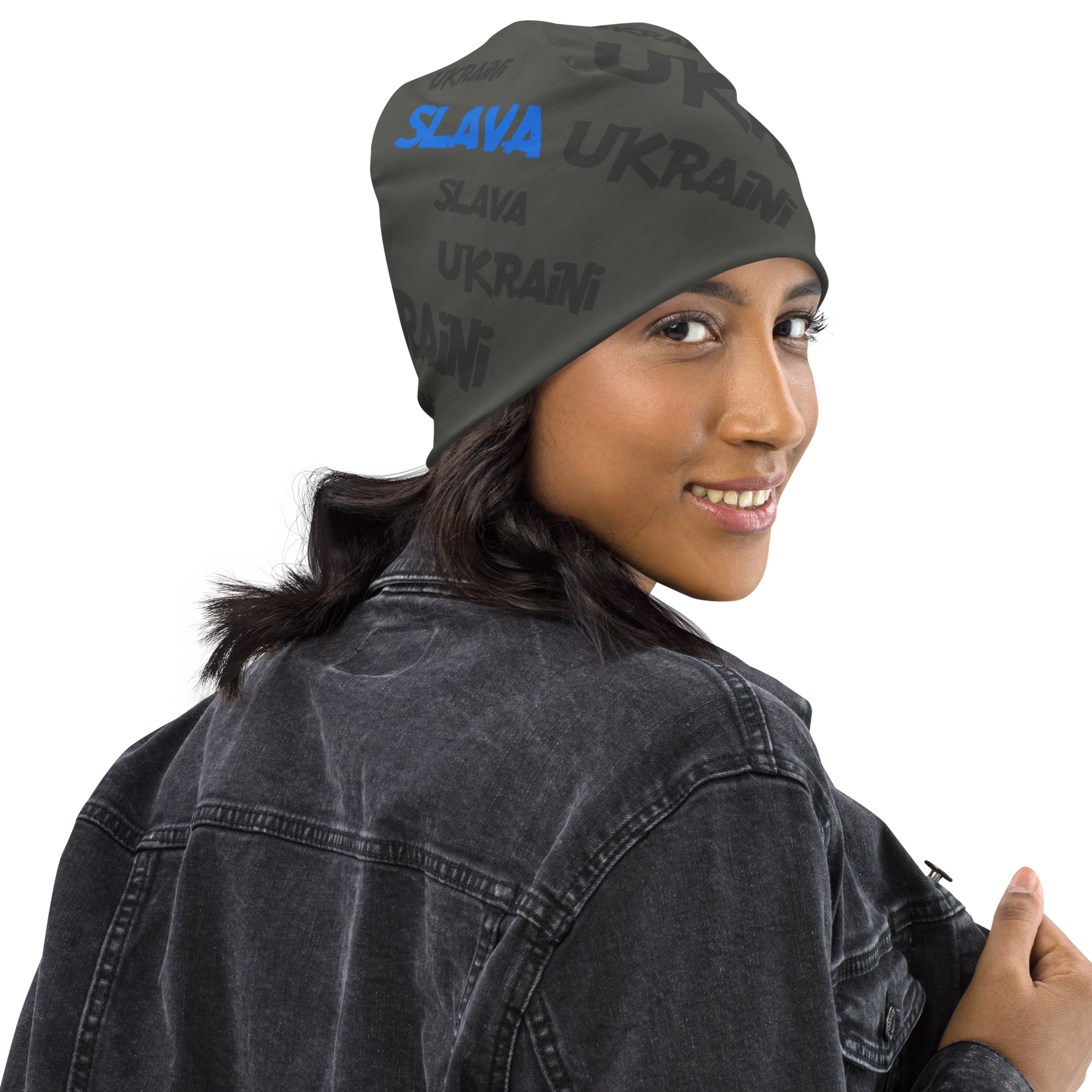 "Slava Ukraini" Glory To Ukraine All-Over Print Beanie - Image 5