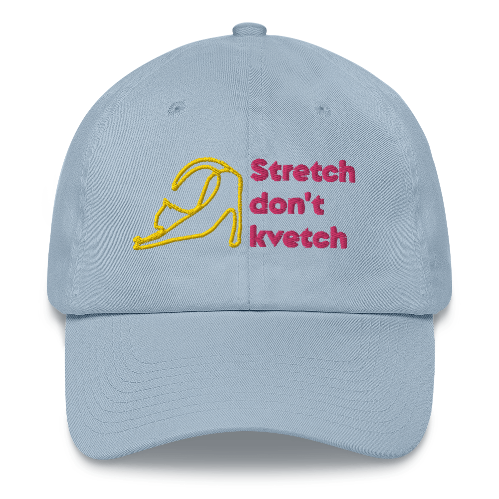 "Stretch don't kvetvch (stretching cat)" Dad Hat - Image 17