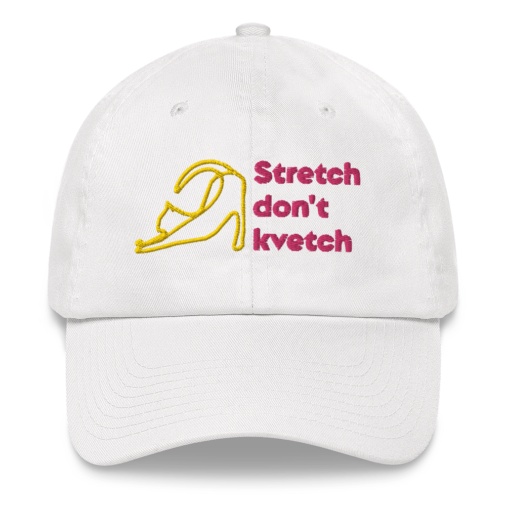 "Stretch don't kvetvch (stretching cat)" Dad Hat - Image 19