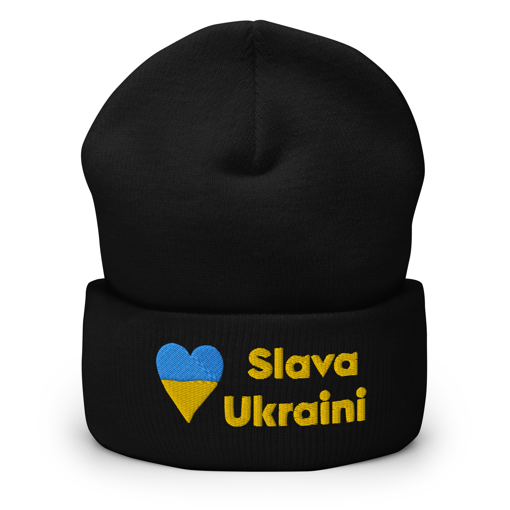 "Slava Ukraini" And Ukraine Heart Icon Cuffed Beanie - Image 2
