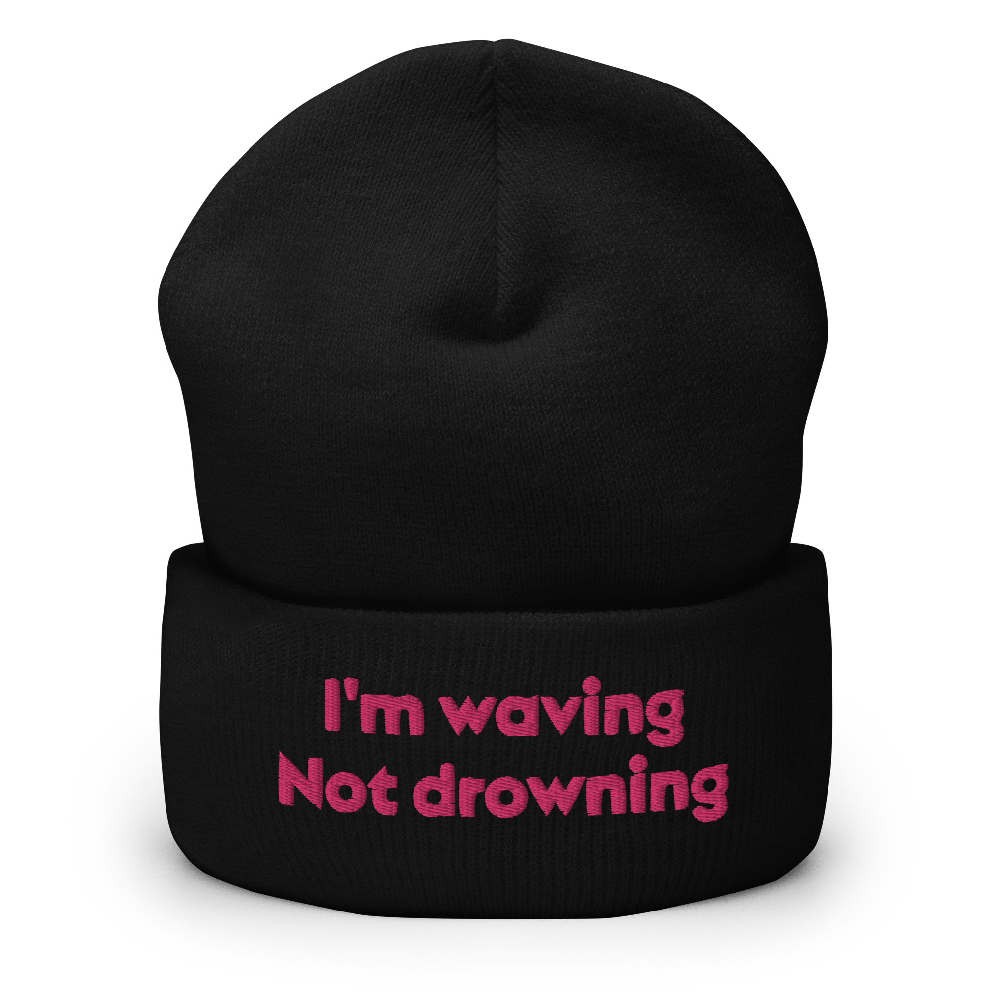 "I'm waving not drowning" Cuffed Beanie - Image 2