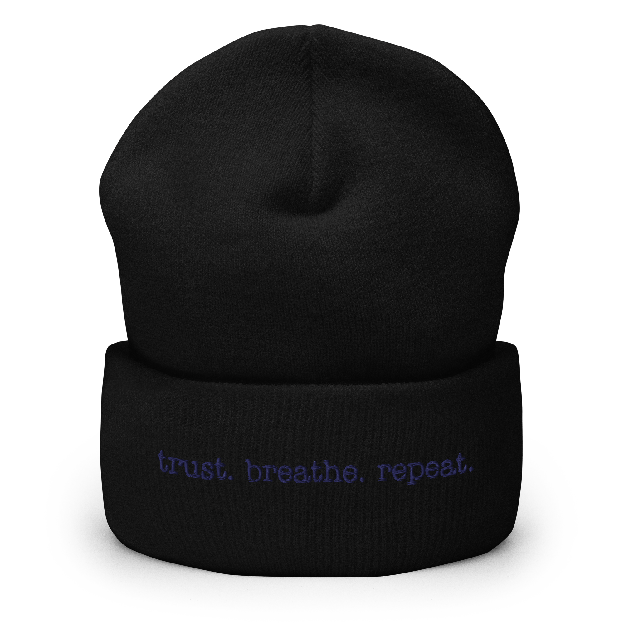 “trust. breathe. repeat” Inspired Quote Cuffed Beanie - Image 6