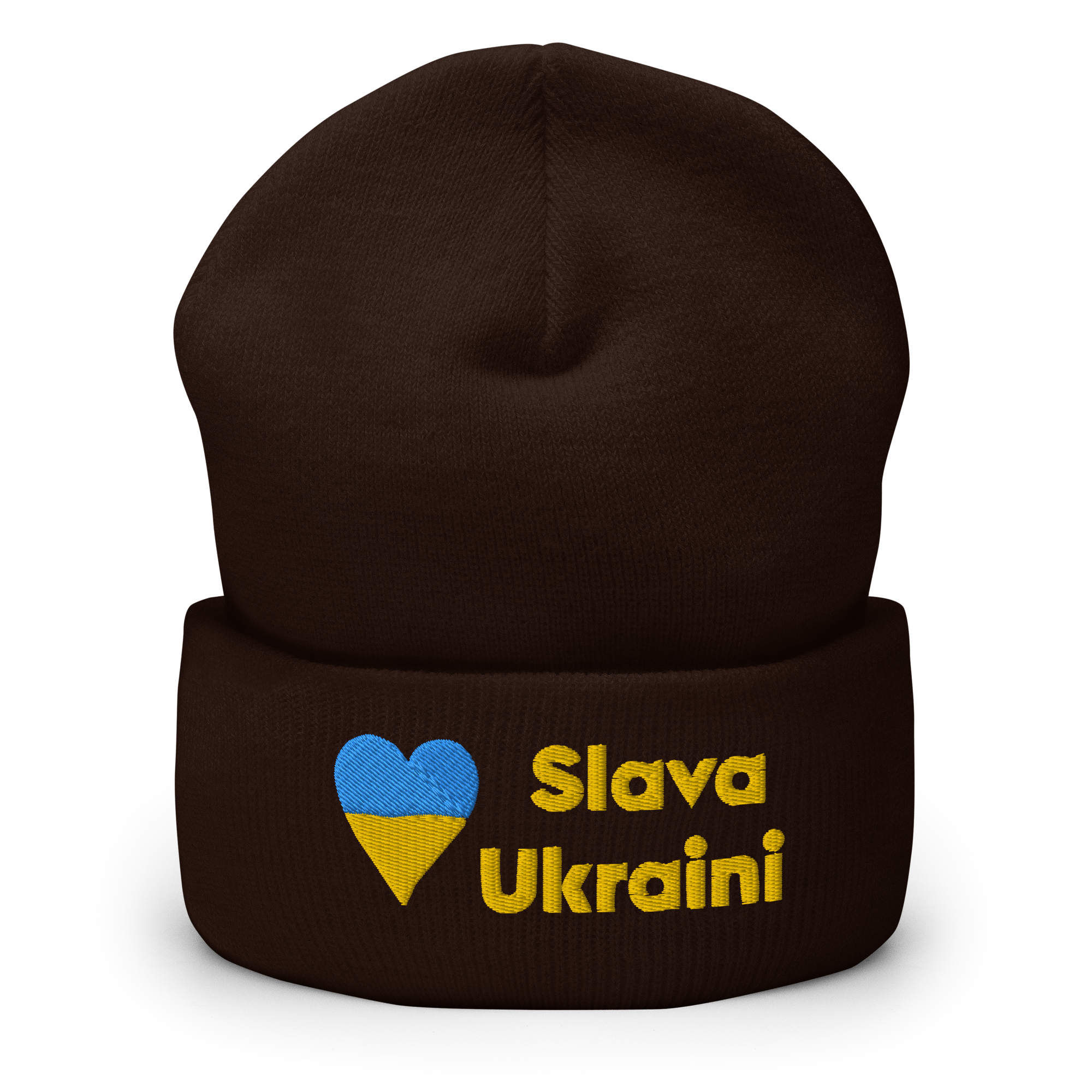 "Slava Ukraini" And Ukraine Heart Icon Cuffed Beanie - Image 3