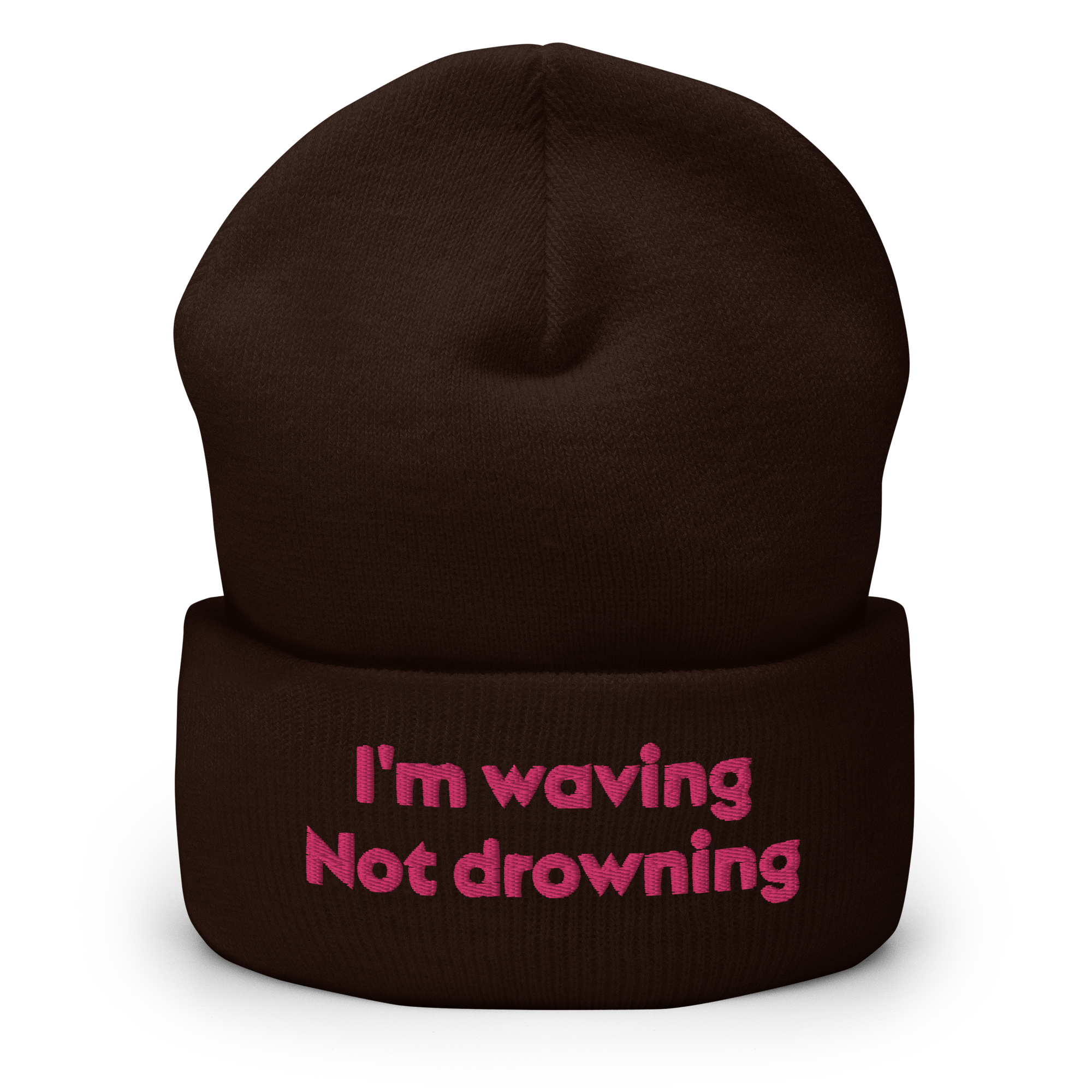 "I'm waving not drowning" Cuffed Beanie - Image 3
