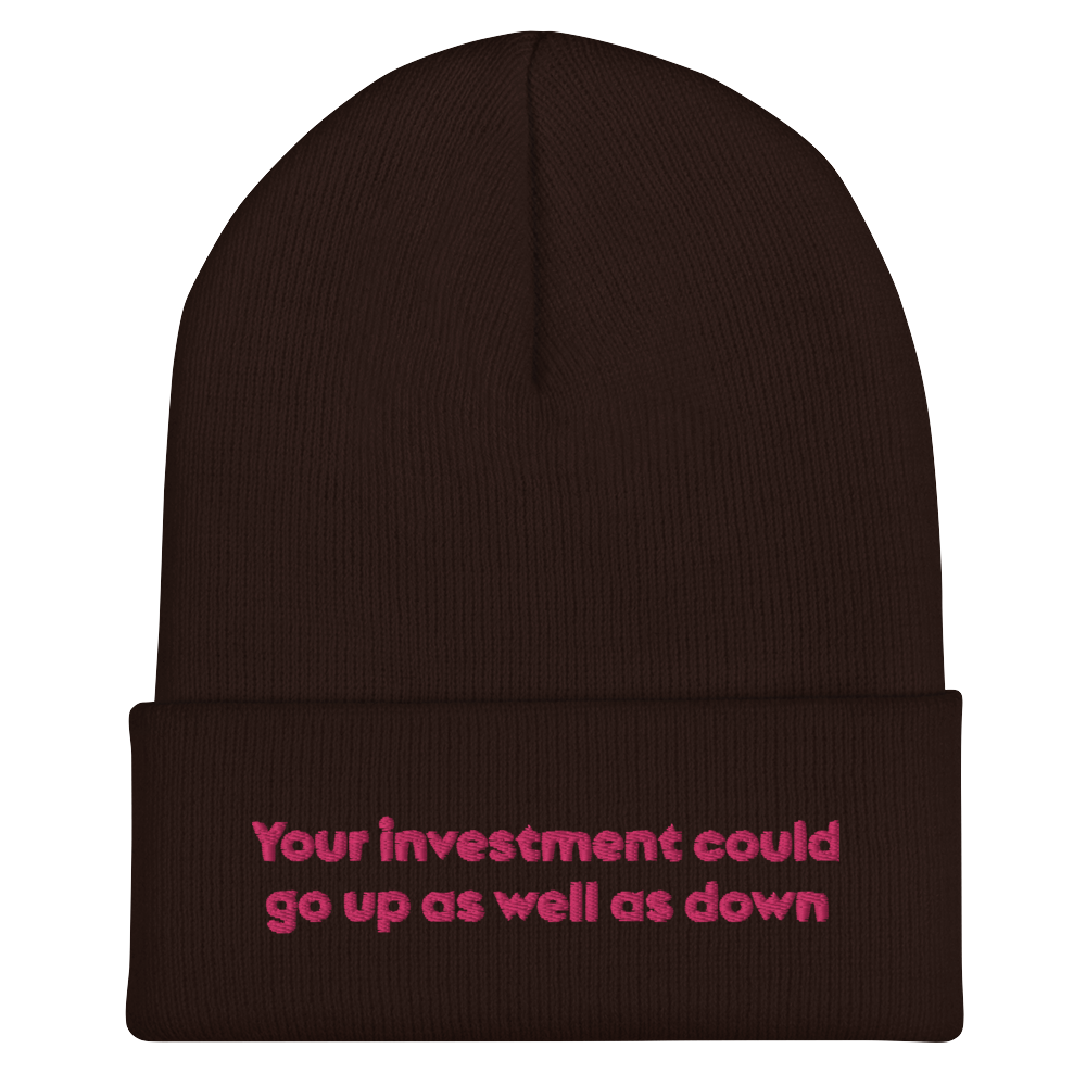 “Your Investment could go up as well as down” Cuffed Beanie - Image 2
