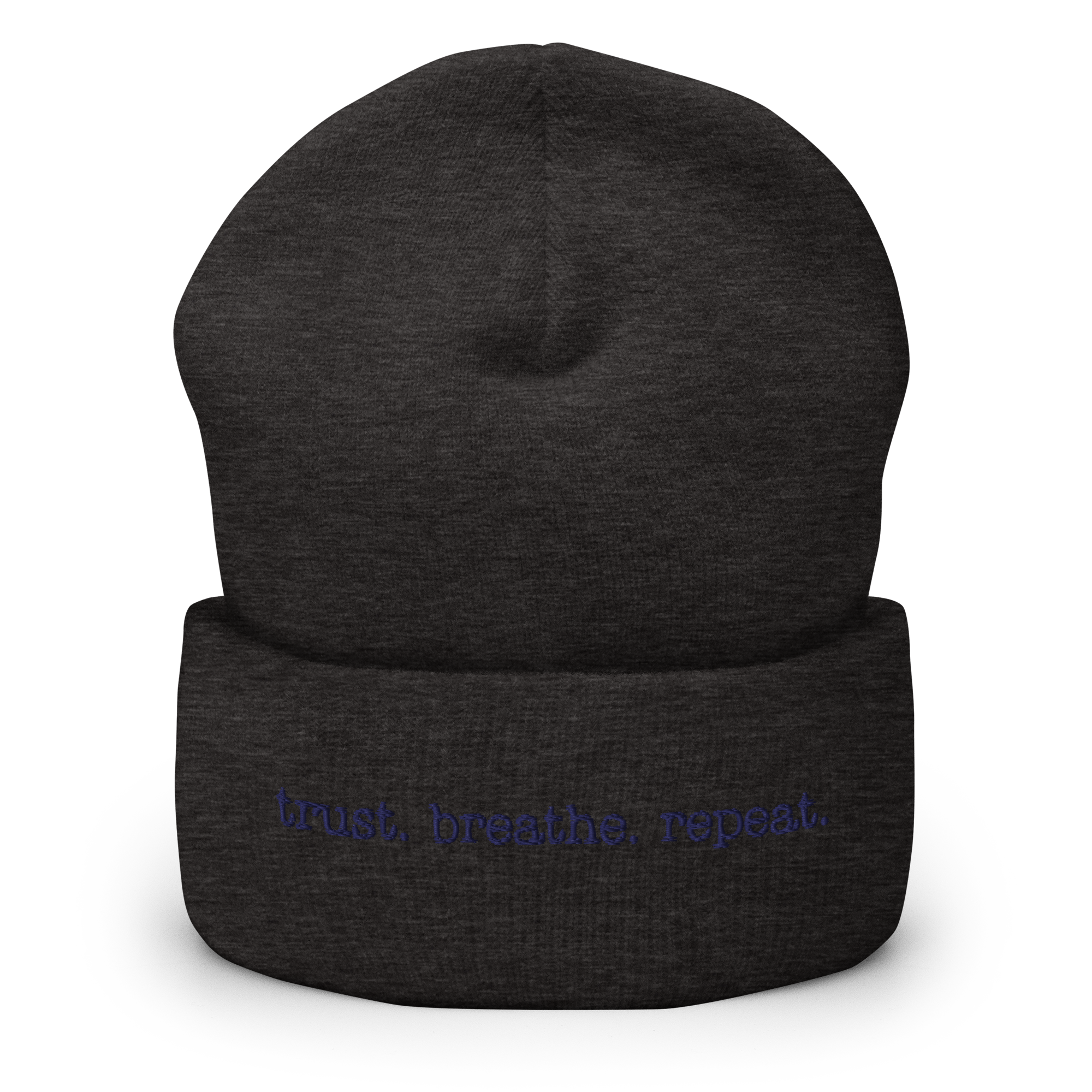 “trust. breathe. repeat” Inspired Quote Cuffed Beanie - Image 9