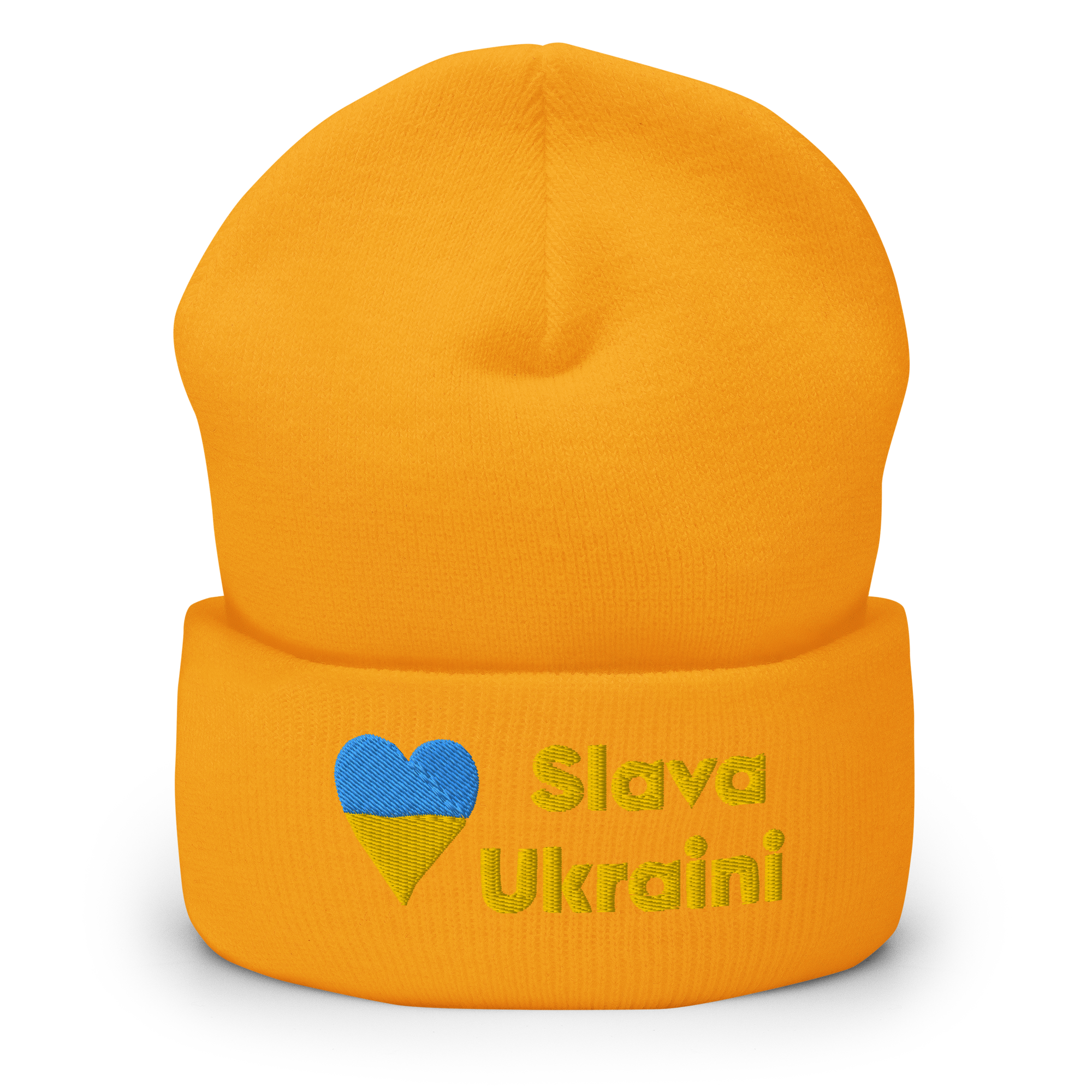 "Slava Ukraini" And Ukraine Heart Icon Cuffed Beanie - Image 8
