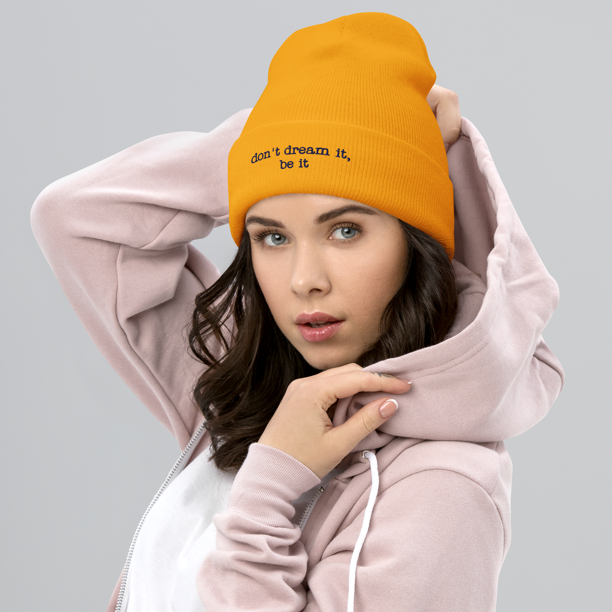 “don’t dream it, be it” Inspired Quote Cuffed Beanie - Image 5