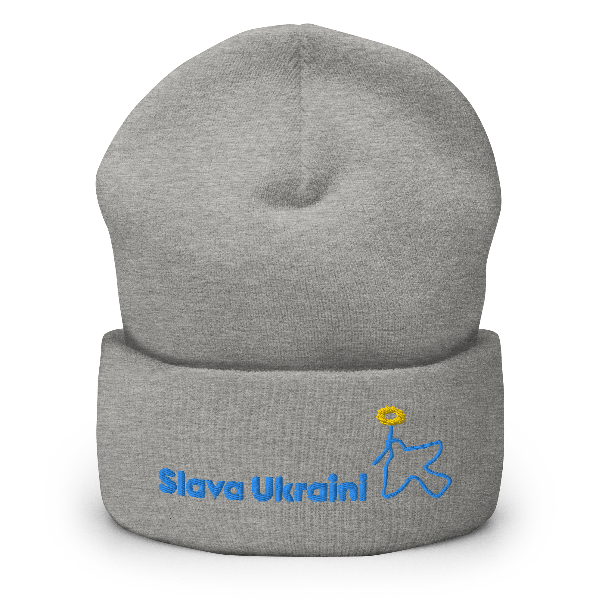 "Slava Ukraini" With Dove Of Peace Holding Ukrainian Sunflower Icon Cuffed Beanie - Image 10