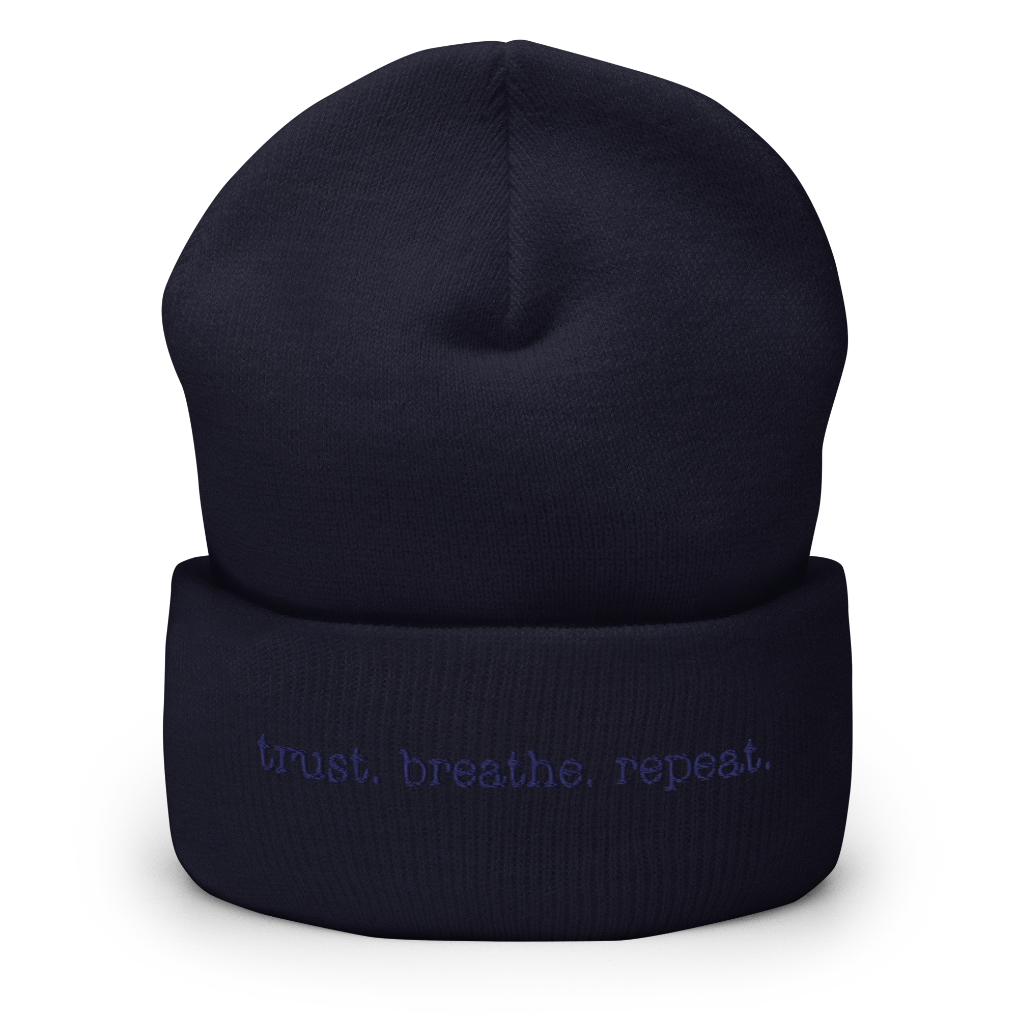 “trust. breathe. repeat” Inspired Quote Cuffed Beanie - Image 8