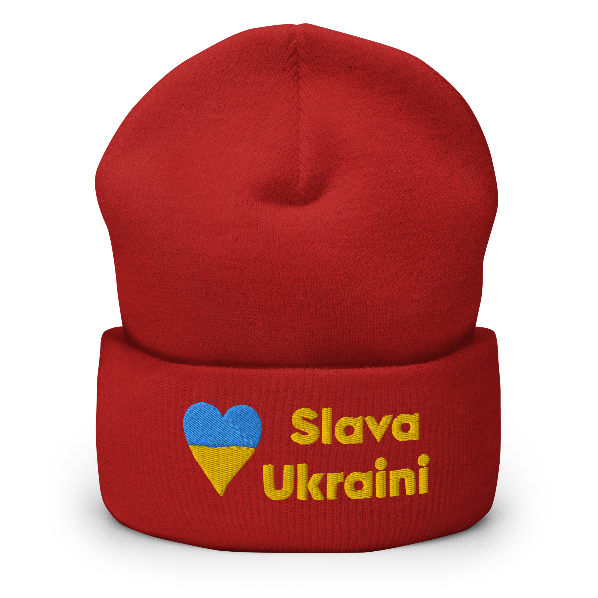 "Slava Ukraini" And Ukraine Heart Icon Cuffed Beanie - Image 5