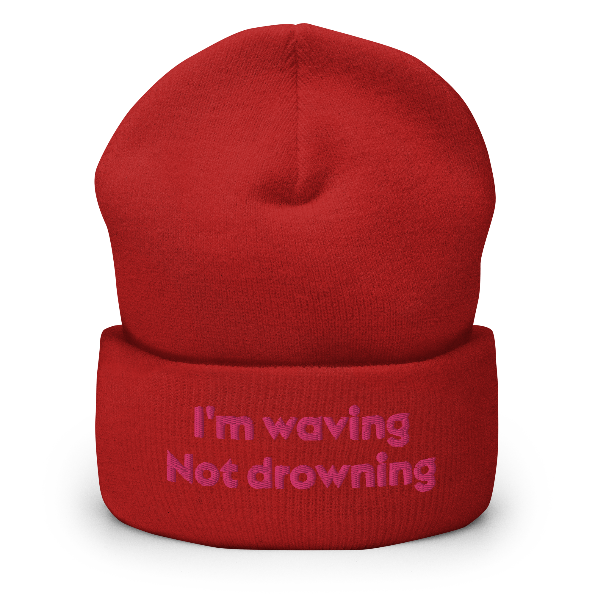 "I'm waving not drowning" Cuffed Beanie - Image 6