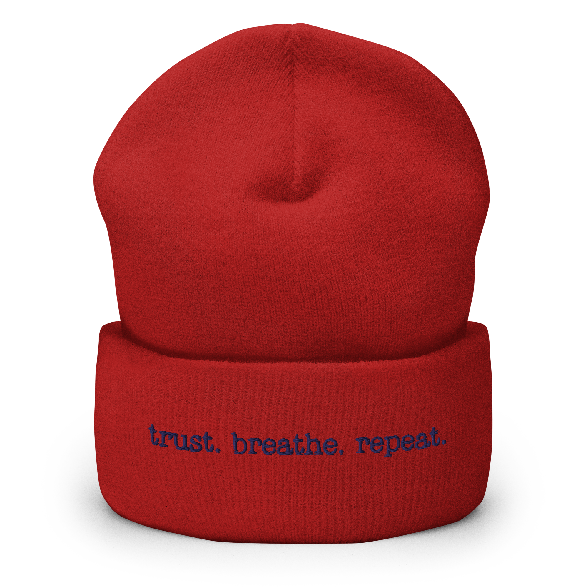 “trust. breathe. repeat” Inspired Quote Cuffed Beanie - Image 2