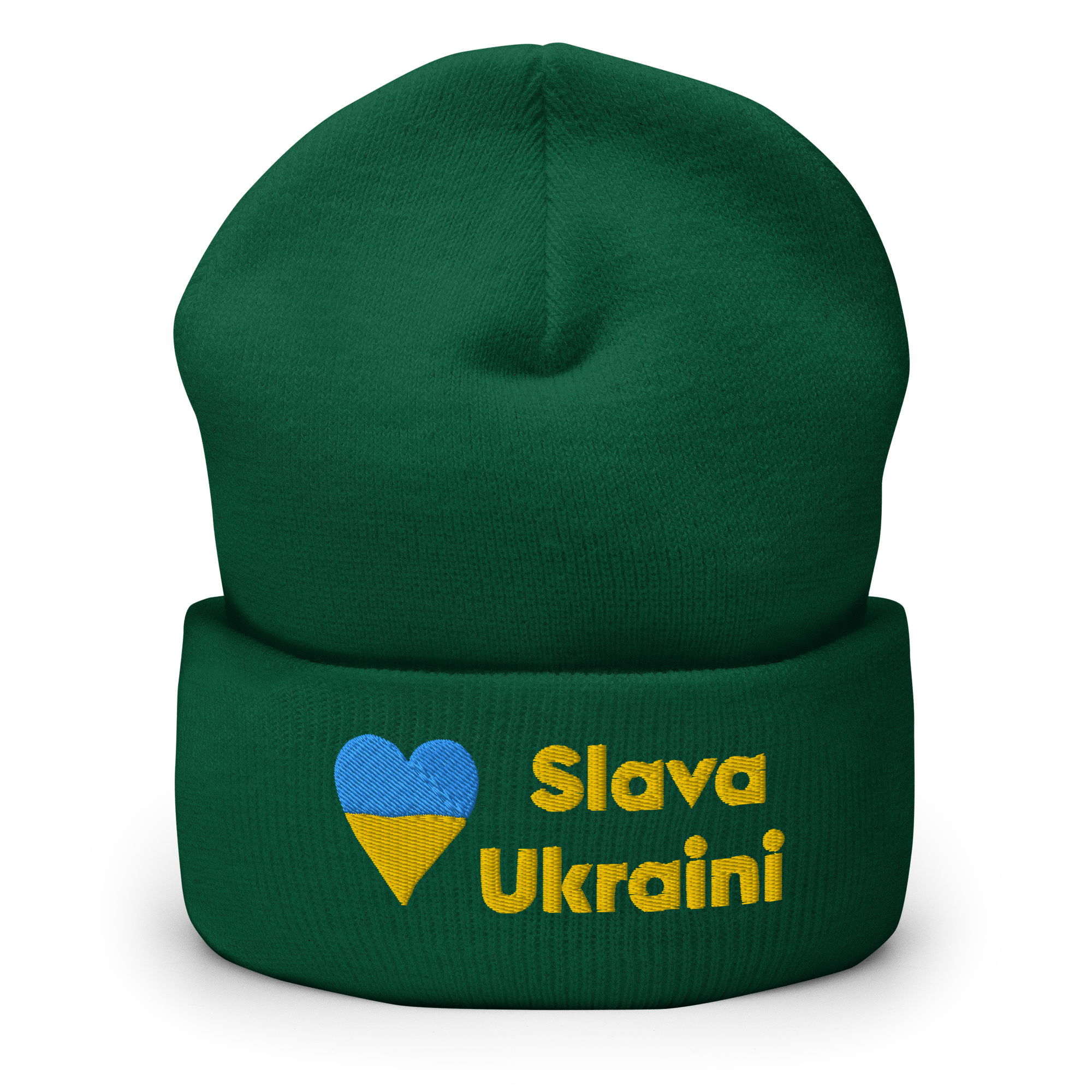 "Slava Ukraini" And Ukraine Heart Icon Cuffed Beanie - Image 6