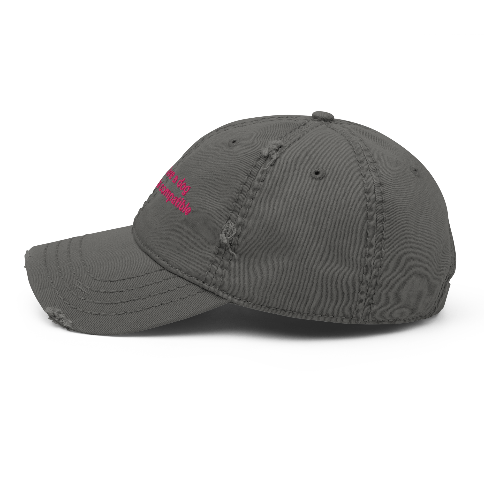 "I also have a dog. We must be compatible" Distressed Dad Hat - Image 6