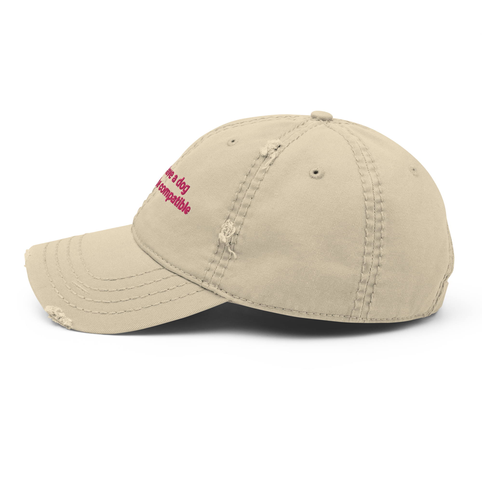 "I also have a dog. We must be compatible" Distressed Dad Hat - Image 8