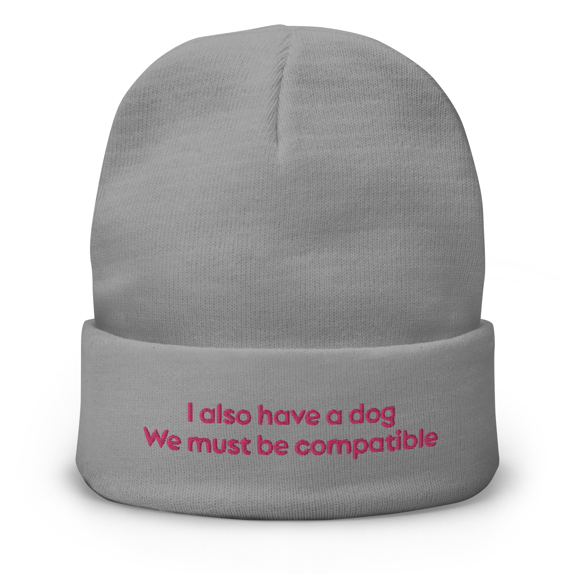 "I also have a dog. We must be compatible" Embroidered Beanie - Image 5