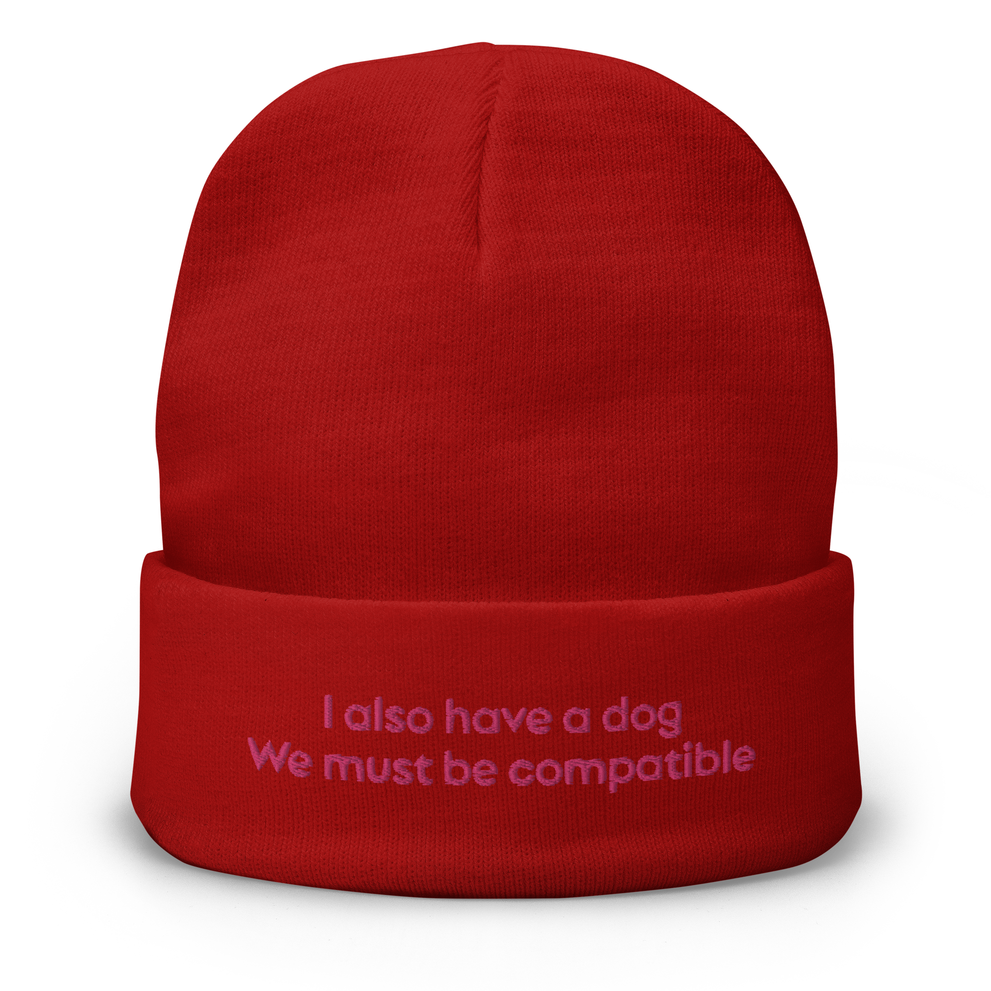 "I also have a dog. We must be compatible" Embroidered Beanie - Image 3