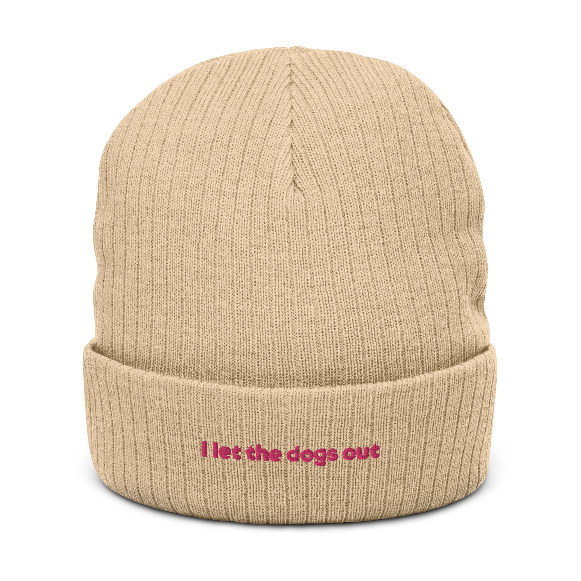 "I let the dogs out" Ribbed Knit Beanie - Image 8