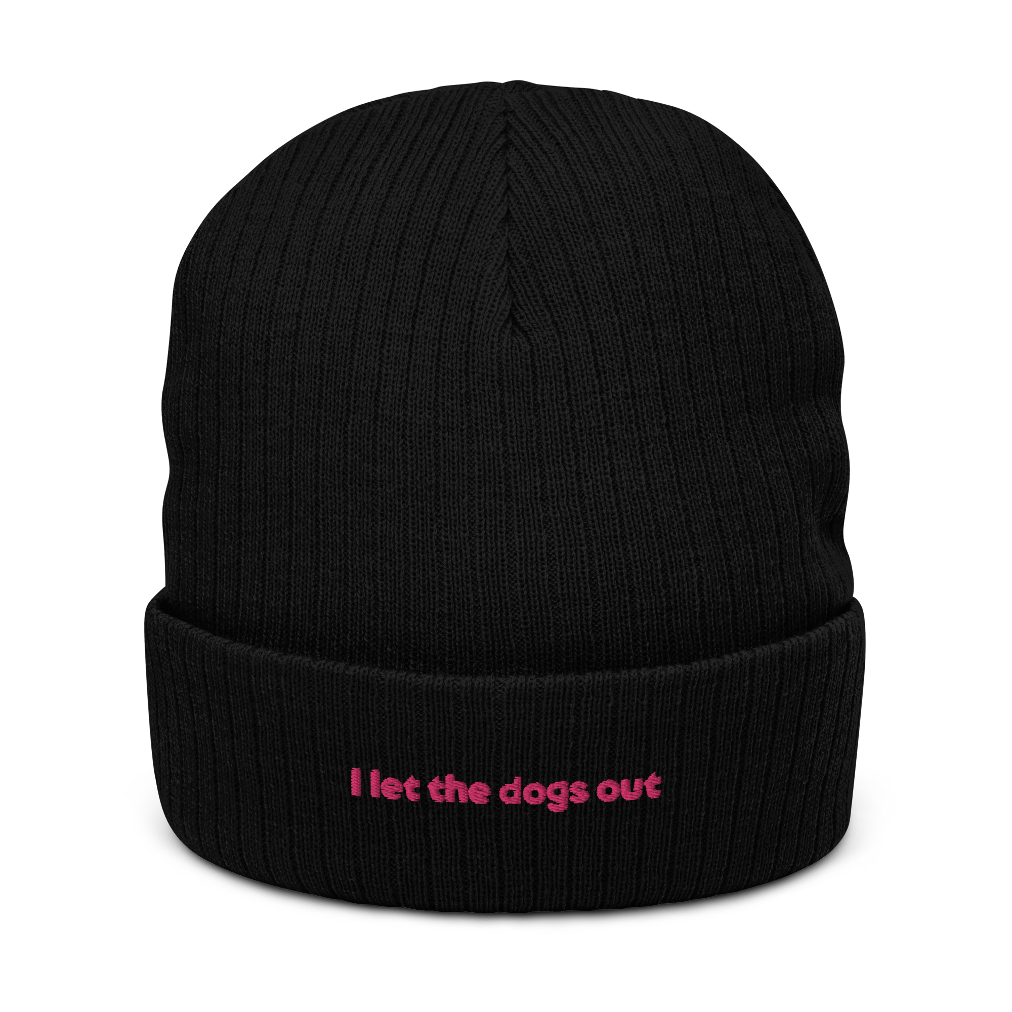 "I let the dogs out" Ribbed Knit Beanie - Image 4
