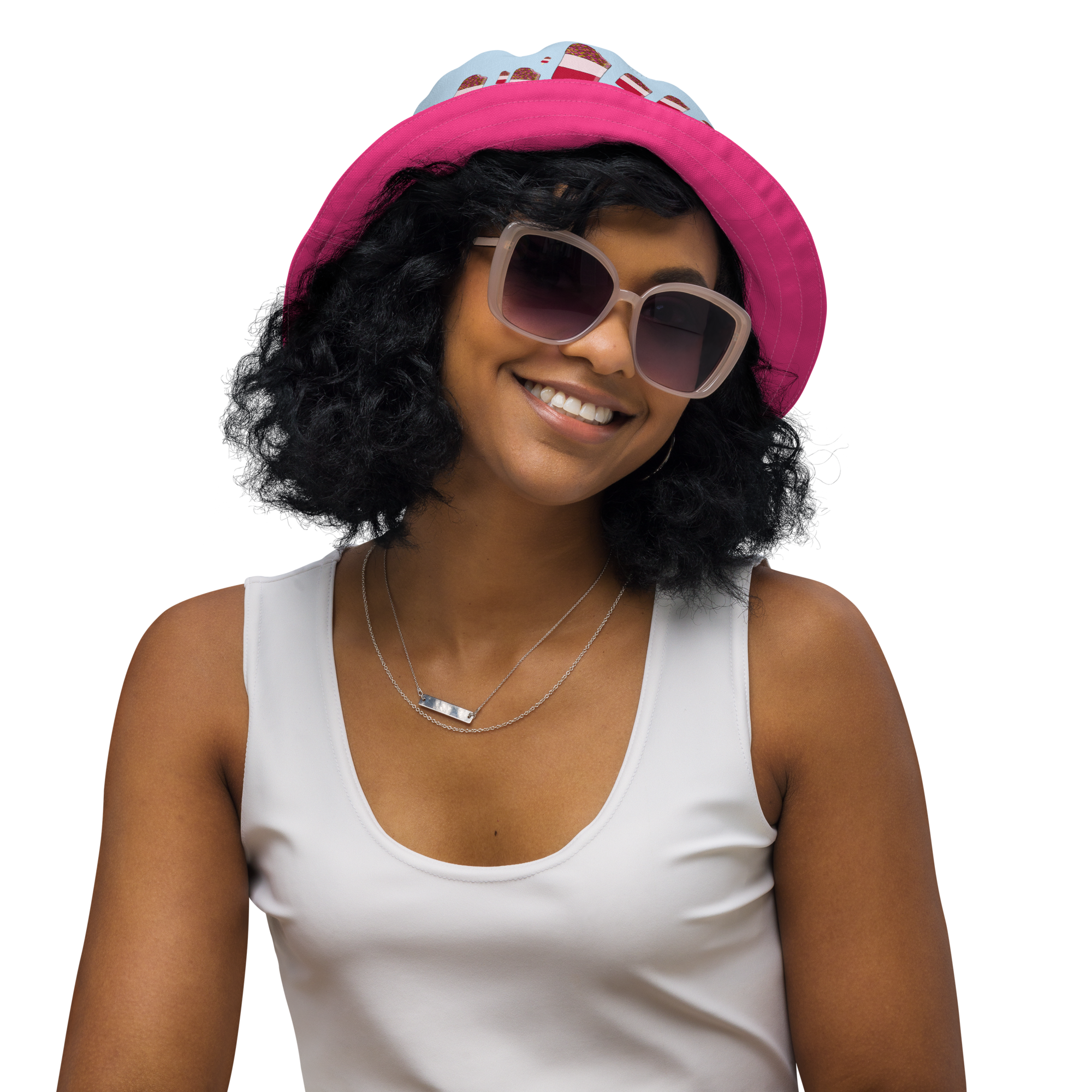 Retro Sprinkle Lolly Blue/Pink Reversible Bucket Hat - Image 2